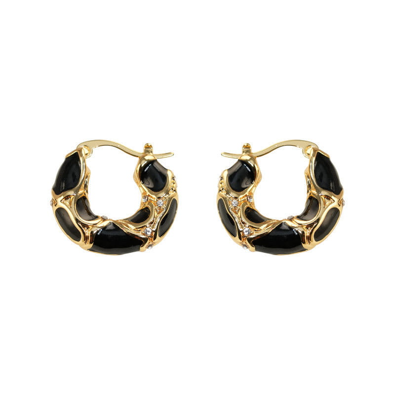 Fashion Jewelry New Trendy Enamel Color Metal Texture Small Hoop Earrings For Women Gold Plated Statement Ear Buckle