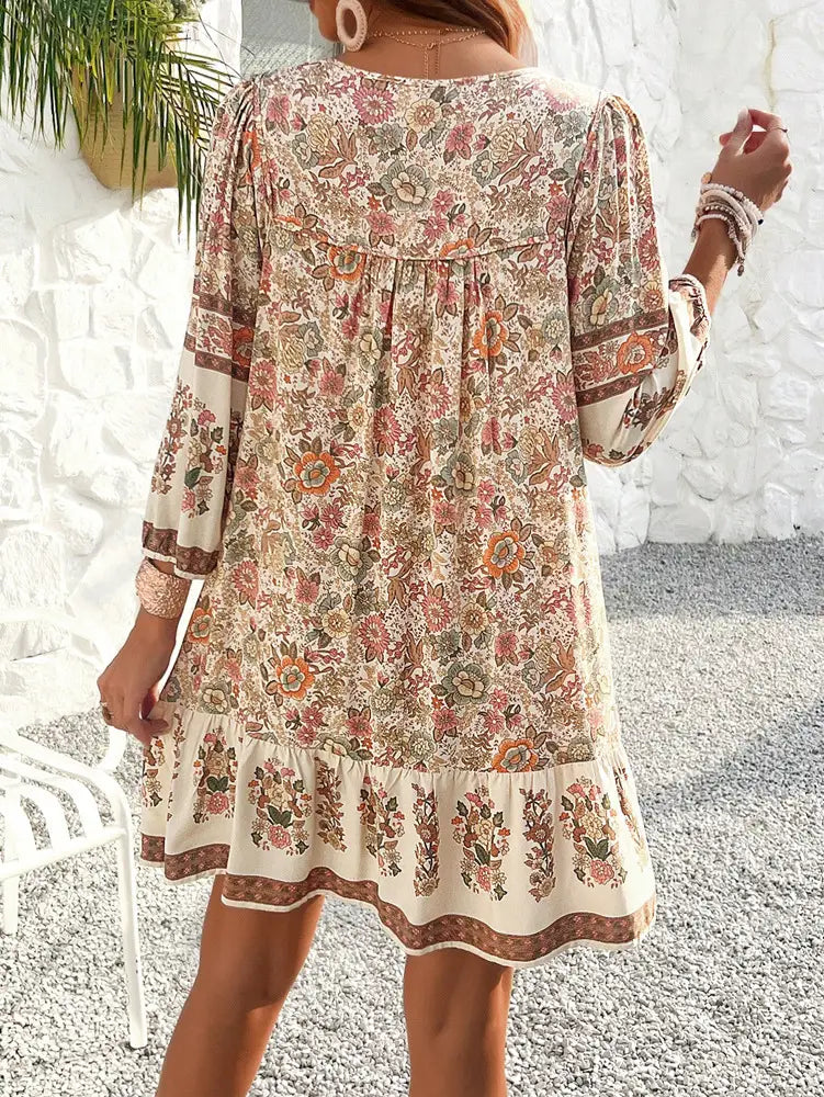 Fashion Women’s Wear V-neck Printed Dress