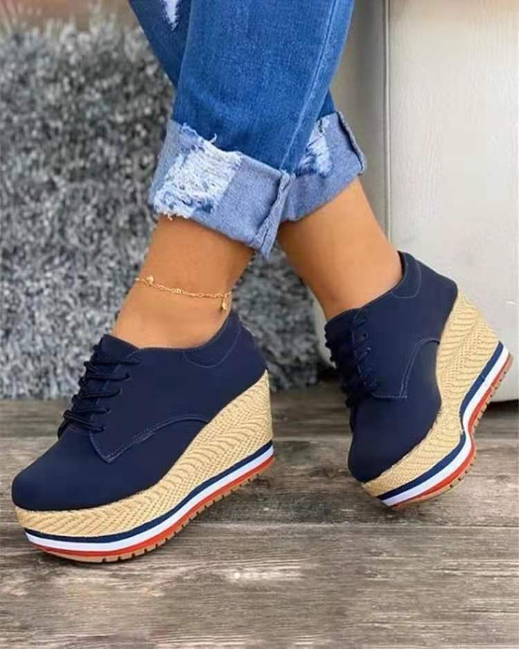 Women’s Lace-up Wedge Braided Shoes