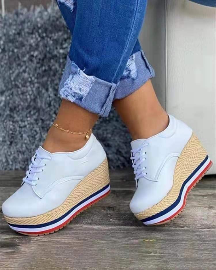 Women’s Lace-up Wedge Braided Shoes