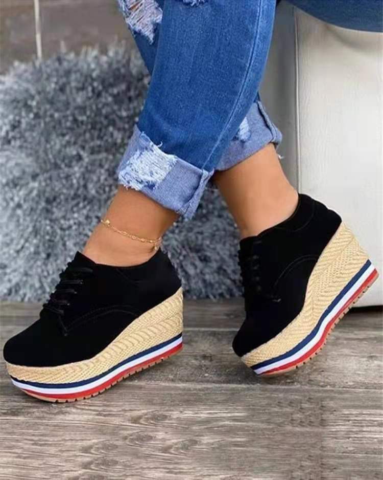 Women’s Lace-up Wedge Braided Shoes