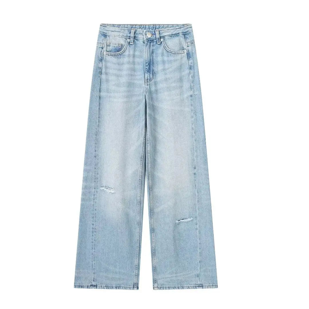 Women’s Fashionable Casual Wide-leg Long Jeans
