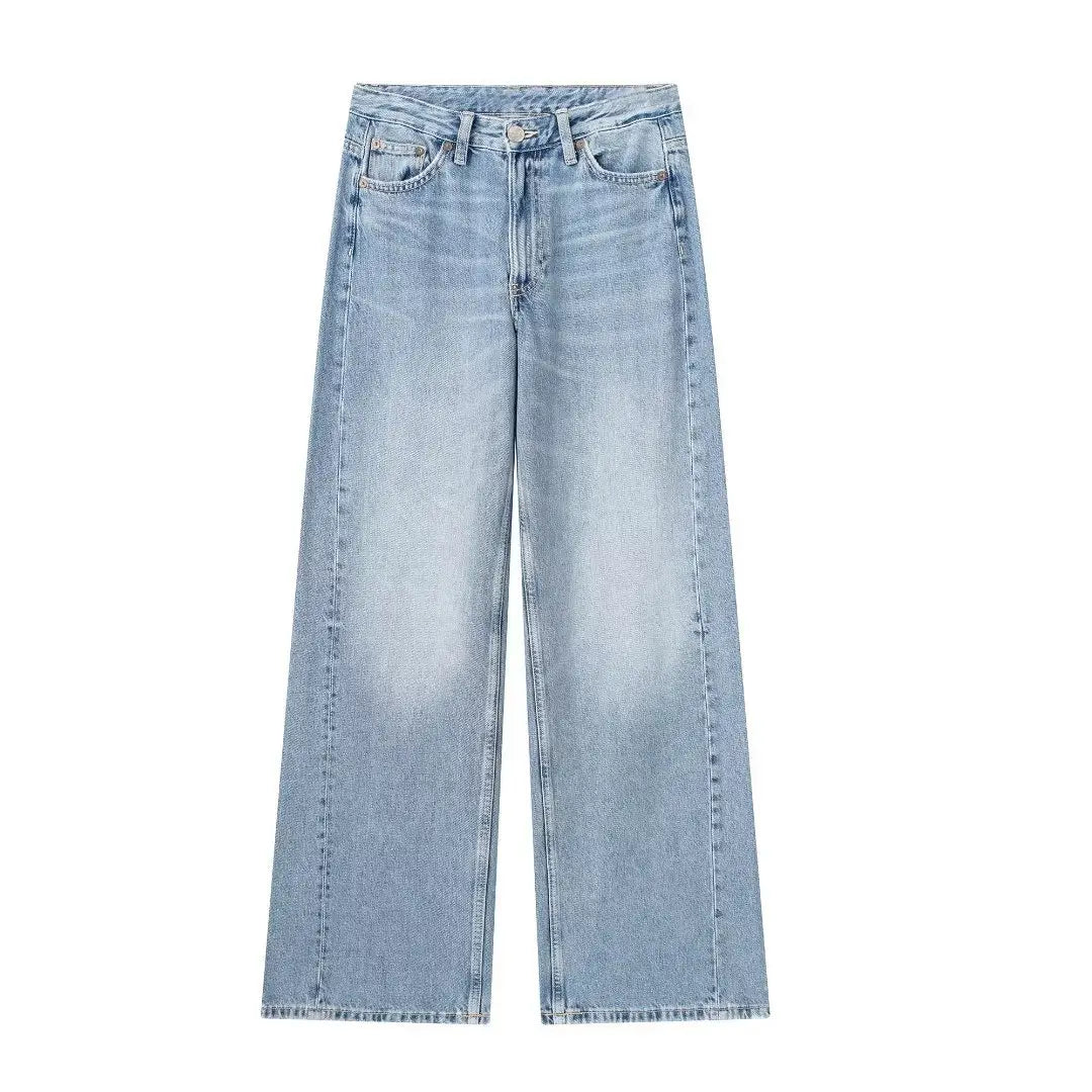 Women’s Fashionable Casual Wide-leg Long Jeans