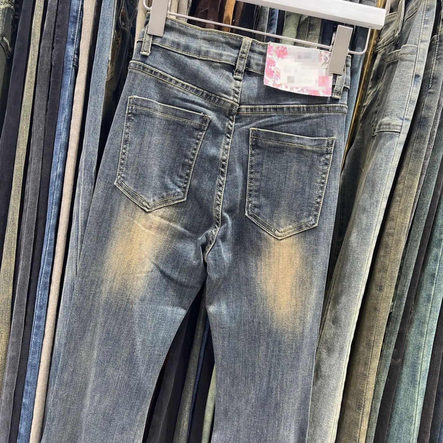 Women’s Retro Tattered Jeans Flared Mop Jeans