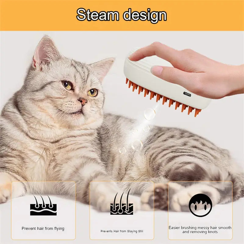 USB Rechargeable Pets Steam Brush Spray Massage Comb Pet Grooming Tools Cat Steam Comb Pet Products