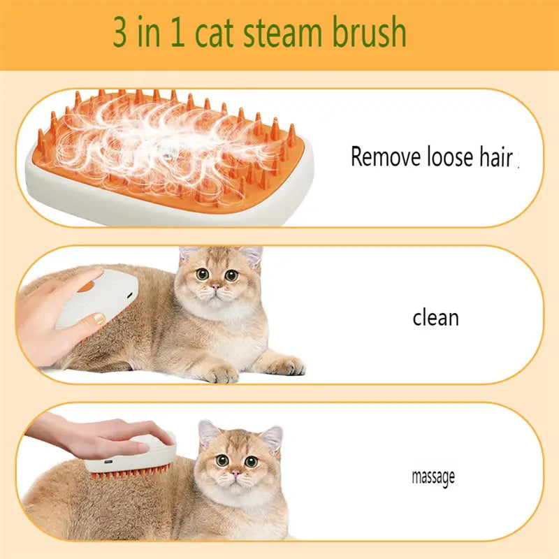 USB Rechargeable Pets Steam Brush Spray Massage Comb Pet Grooming Tools Cat Steam Comb Pet Products