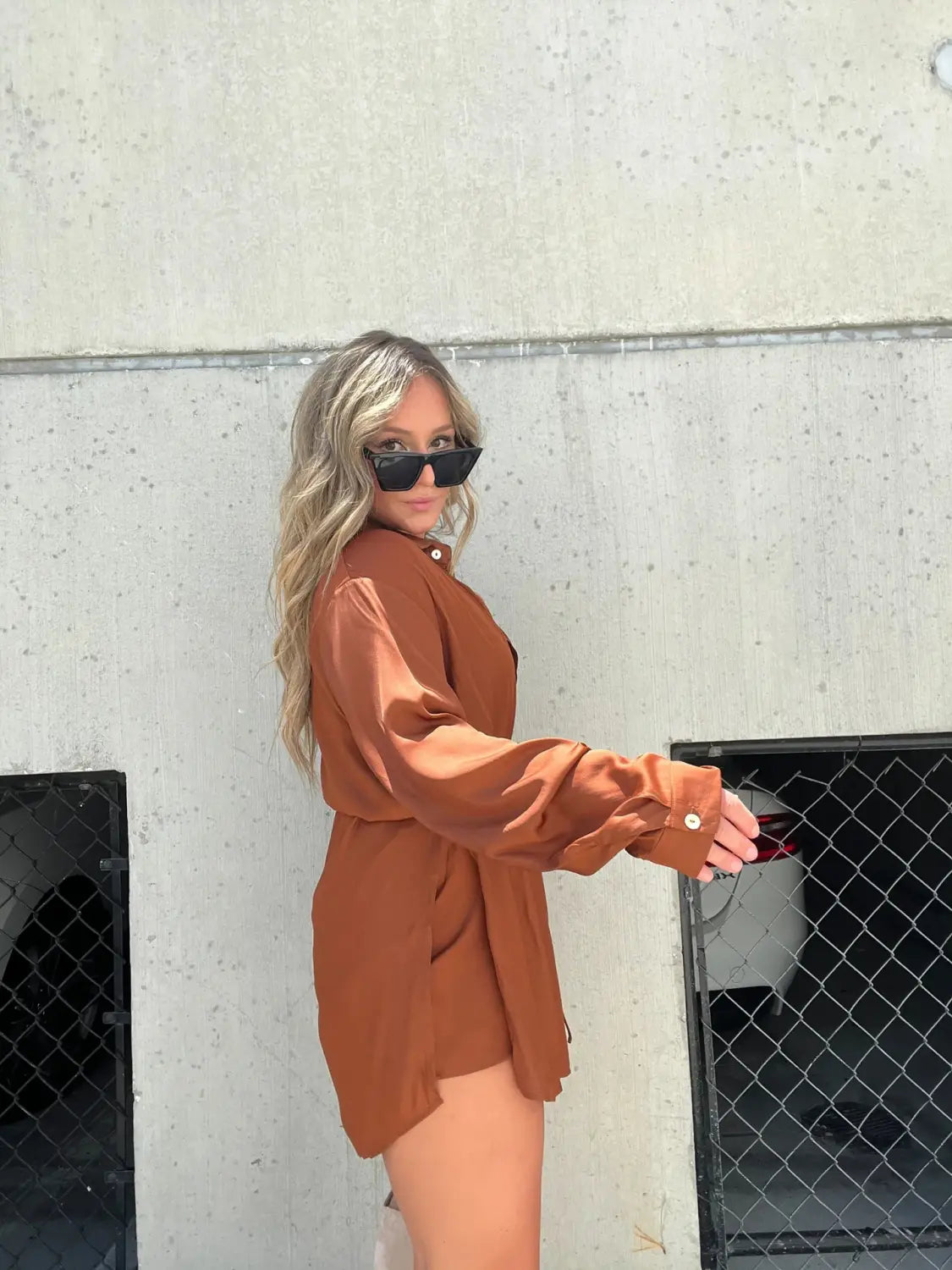 Women’s Long Sleeve Jumpsuit With Button Fashion Shirt Dress