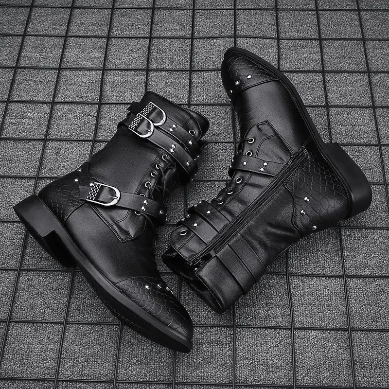 Middle Tube Leather Boots Ceremonial Motorcycle Men’s Martin Performance