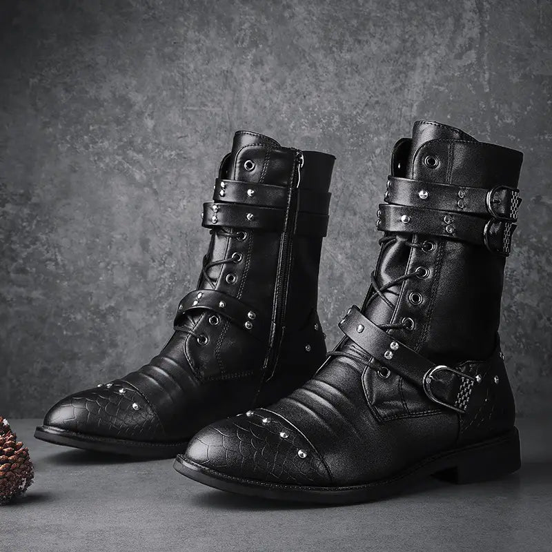 Middle Tube Leather Boots Ceremonial Motorcycle Men’s Martin Performance