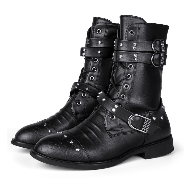 Middle Tube Leather Boots Ceremonial Motorcycle Men’s Martin Performance