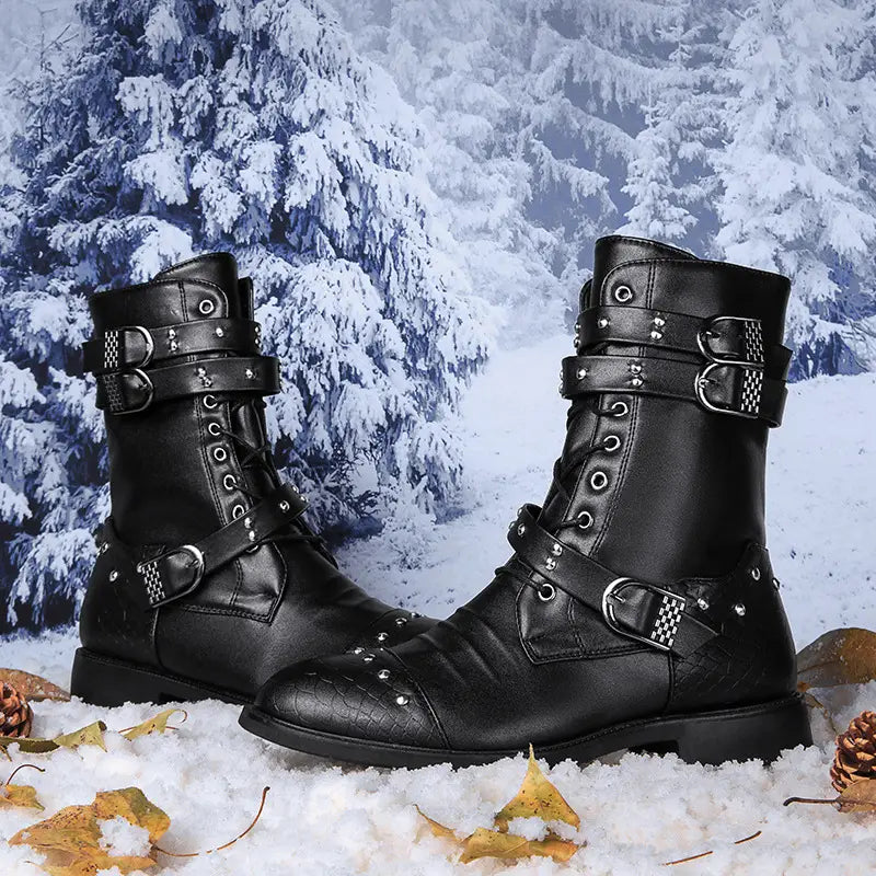 Middle Tube Leather Boots Ceremonial Motorcycle Men’s Martin Performance