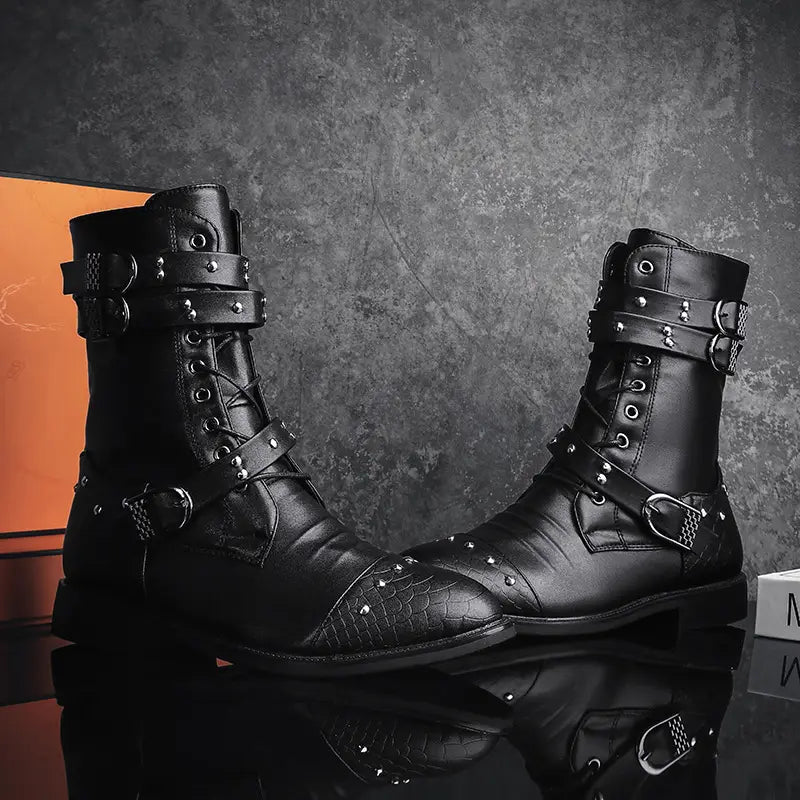 Middle Tube Leather Boots Ceremonial Motorcycle Men’s Martin Performance