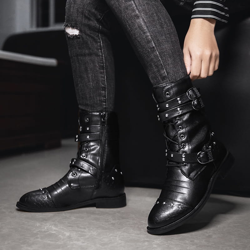 Middle Tube Leather Boots Ceremonial Motorcycle Men’s Martin Performance
