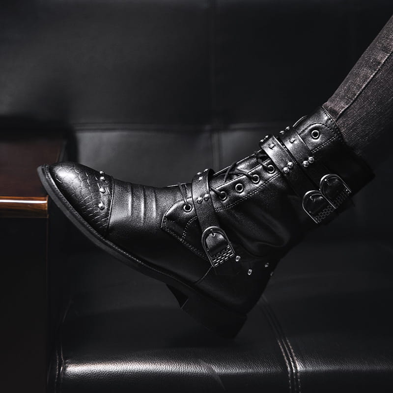Middle Tube Leather Boots Ceremonial Motorcycle Men’s Martin Performance