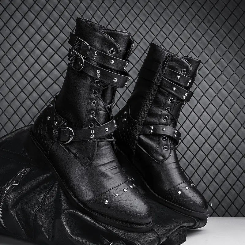 Middle Tube Leather Boots Ceremonial Motorcycle Men’s Martin Performance