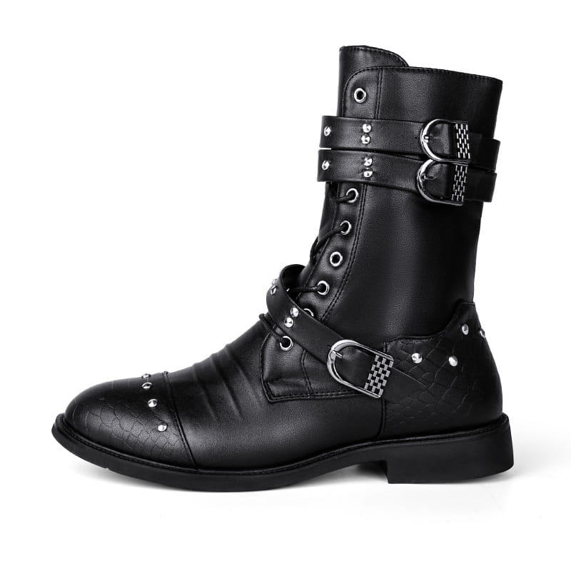 Middle Tube Leather Boots Ceremonial Motorcycle Men’s Martin Performance