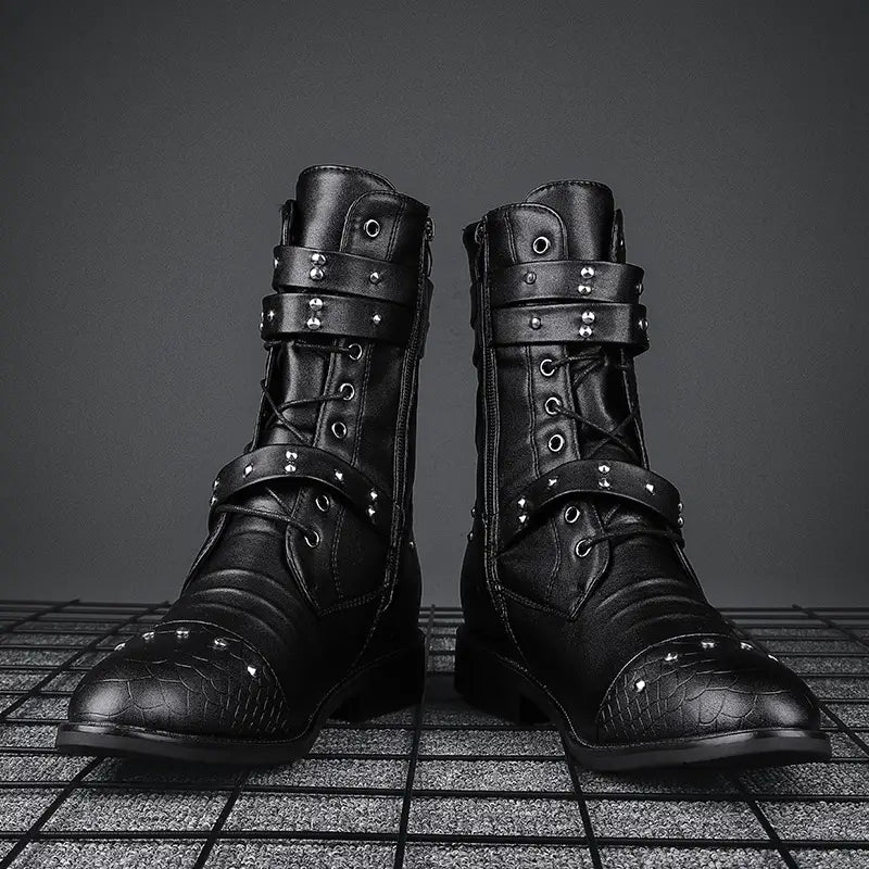 Middle Tube Leather Boots Ceremonial Motorcycle Men’s Martin Performance