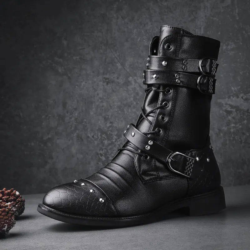 Middle Tube Leather Boots Ceremonial Motorcycle Men’s Martin Performance