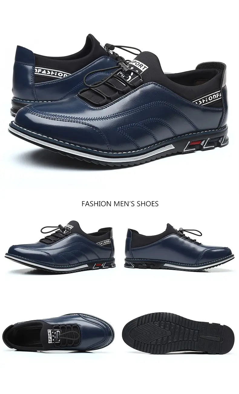 Plus Size Men’s Shoes Round Head Embroidery Fashion Leather Shoes