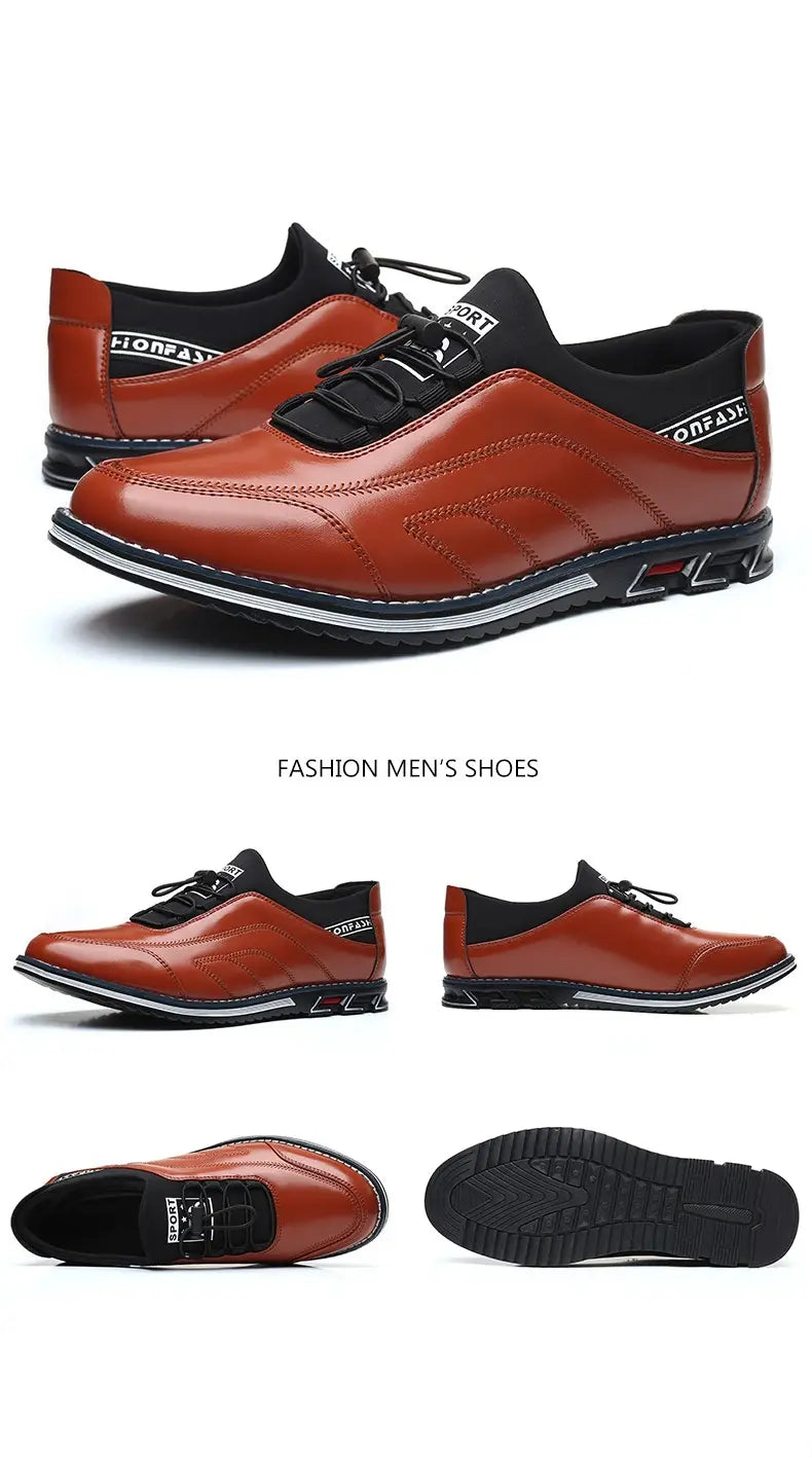 Plus Size Men’s Shoes Round Head Embroidery Fashion Leather Shoes