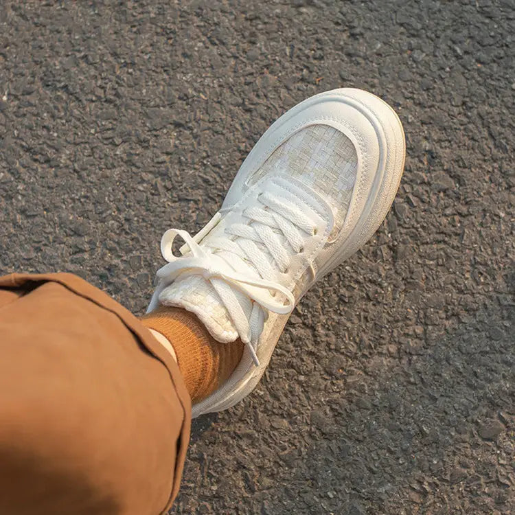 Japanese Style White Thick Bottom Leisure Sports Board Shoes