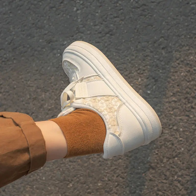 Japanese Style White Thick Bottom Leisure Sports Board Shoes