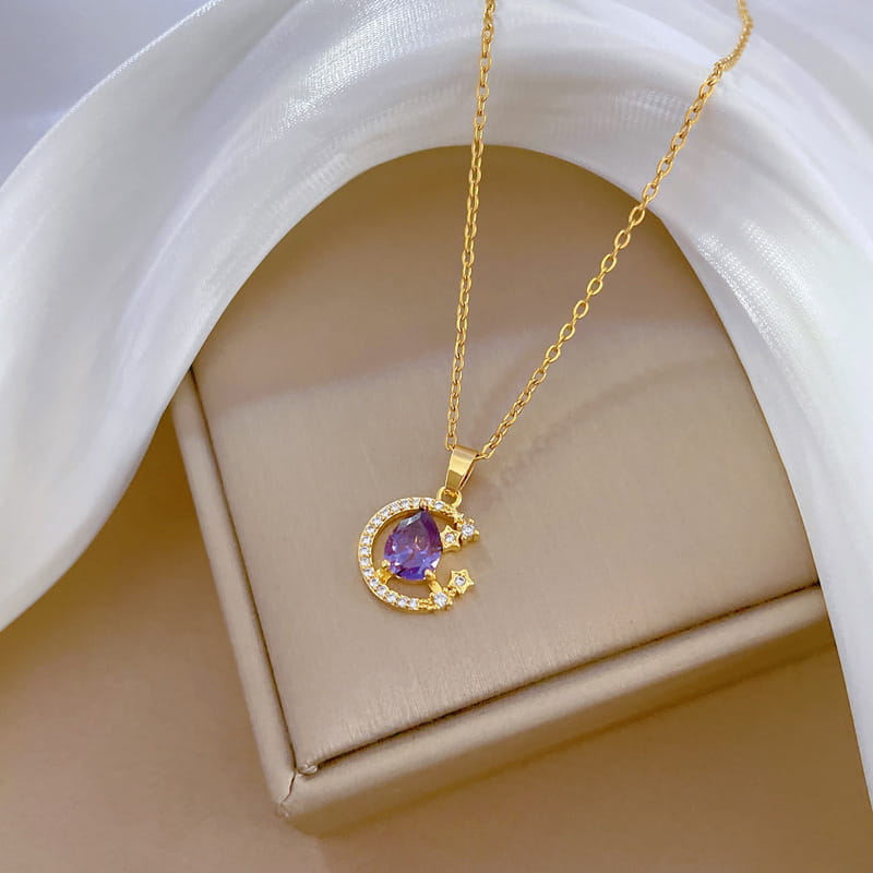 Stainless Steel Starry Sky Planet Astronaut Necklace For Women Light Luxurious Temperament Star Metal Chain Jewelry Gift