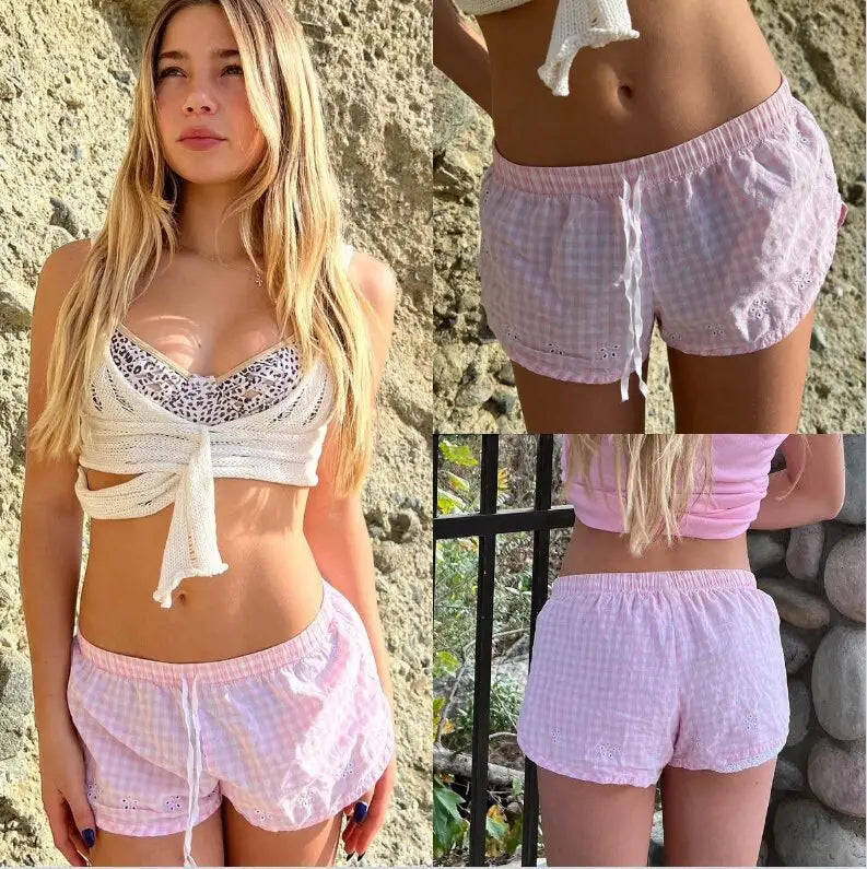 New Spring And Summer Leisure Women’s Shorts Plaid