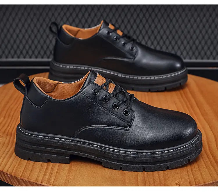 Autumn New Breathable Martin Men’s Platform Leather Shoes Casual Boots