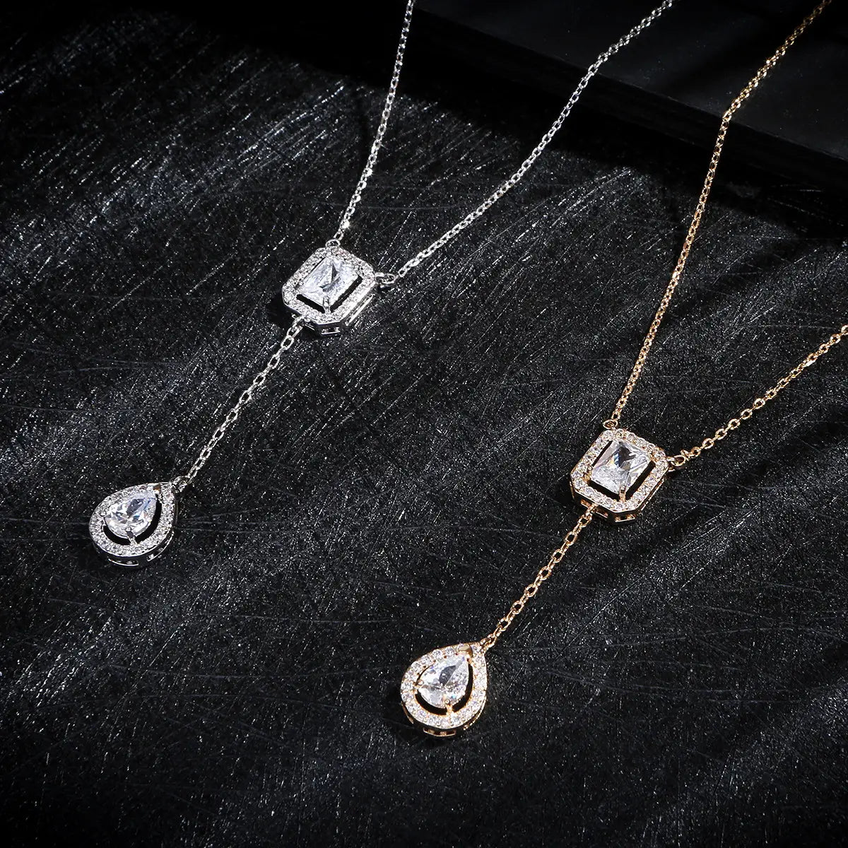 925 Silver Needle European Style Fashionable Exquisite Micro Inlaid Zircon Water Drop Necklace