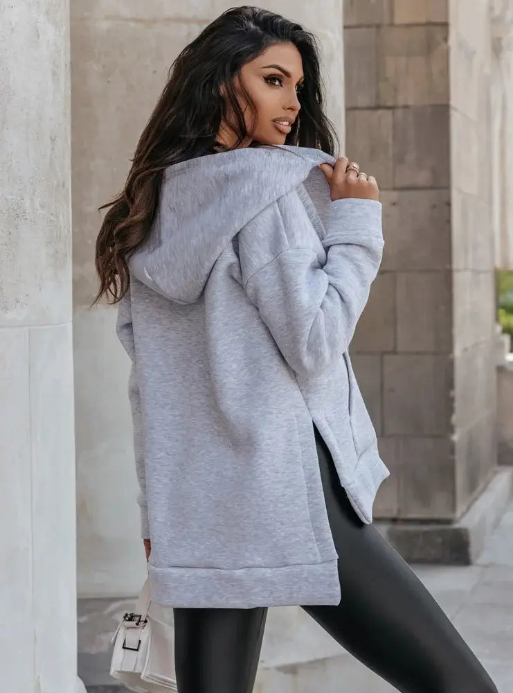 Women’s Sports Pocket Loose Zip Casual Hoodie Sweater