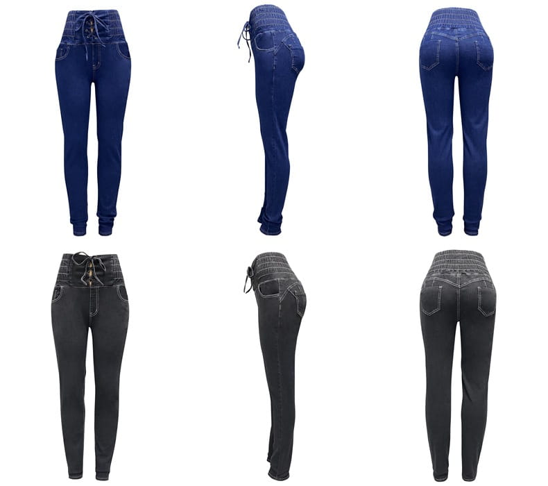 Tied Slim Fit Skinny Jeans Women’s High Waist Hip Lift Trousers