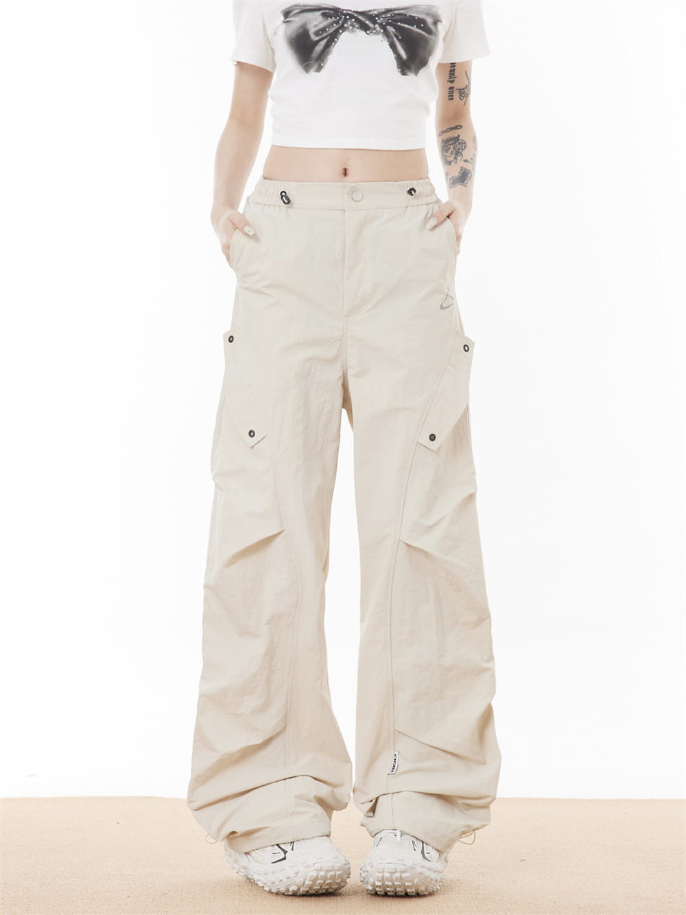 Side Fold Loose-fitting Wide-leg Trousers Men