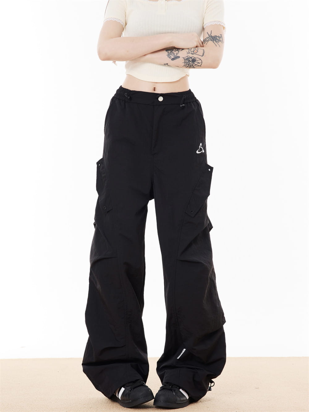 Side Fold Loose-fitting Wide-leg Trousers Men