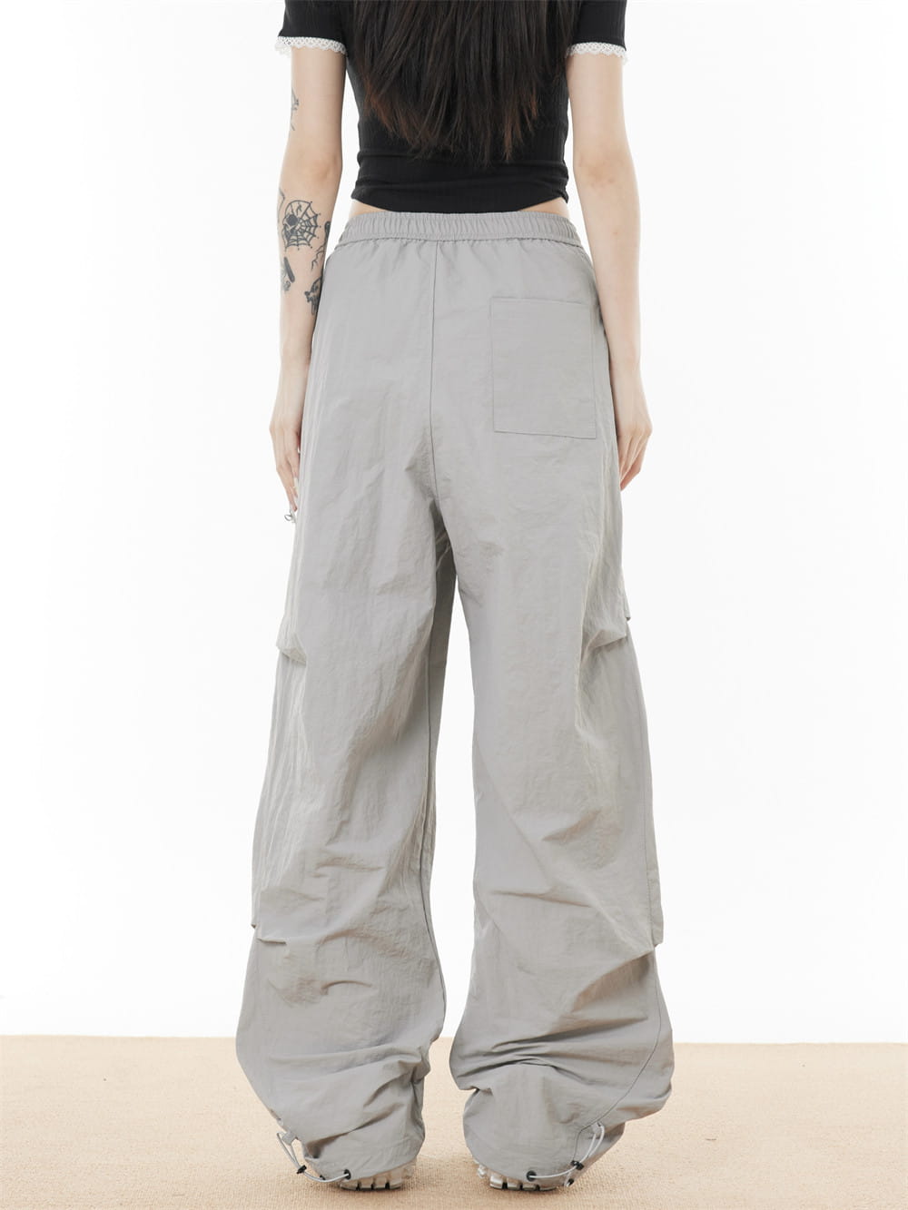 Side Fold Loose-fitting Wide-leg Trousers Men