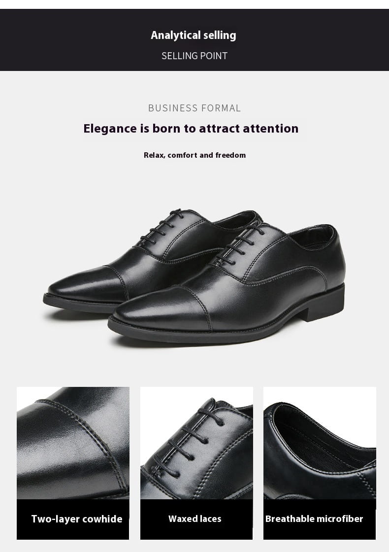 New Height Increasing Insole Business Formal Wear Soft Bottom Oxford Shoes