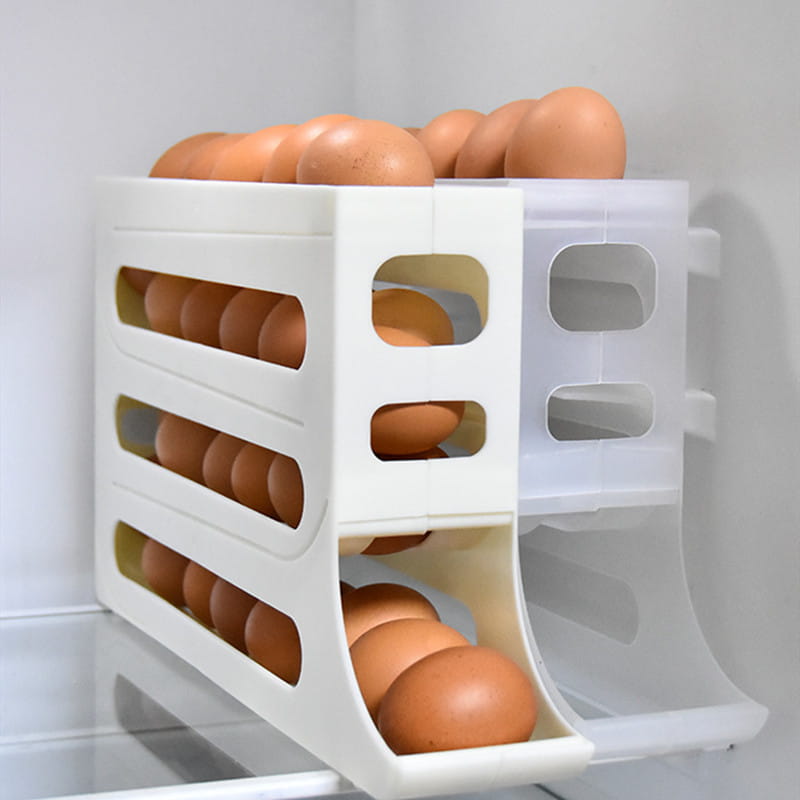 Refrigerator 4-Layer Automatic Egg Roller Sliding Egg Tray Refrigerator Side Door Large Capacity Holder Egg Storage Box
