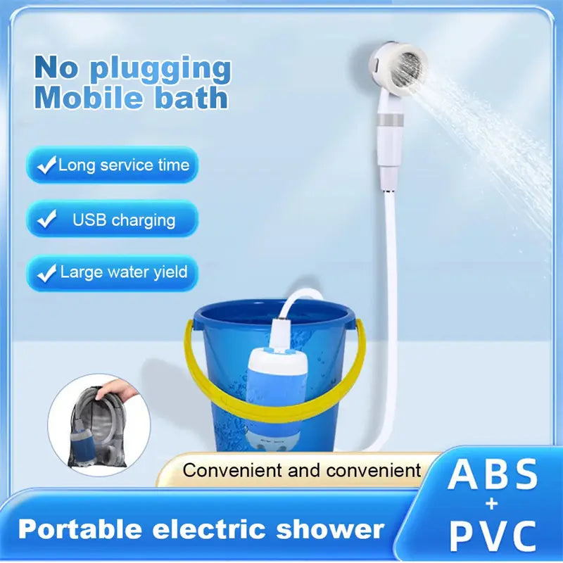 Outdoor Camping Shower Portable Electric Shower Gadgets Waterproof 5000mAh Rechargeable Battery Powered For Hiking