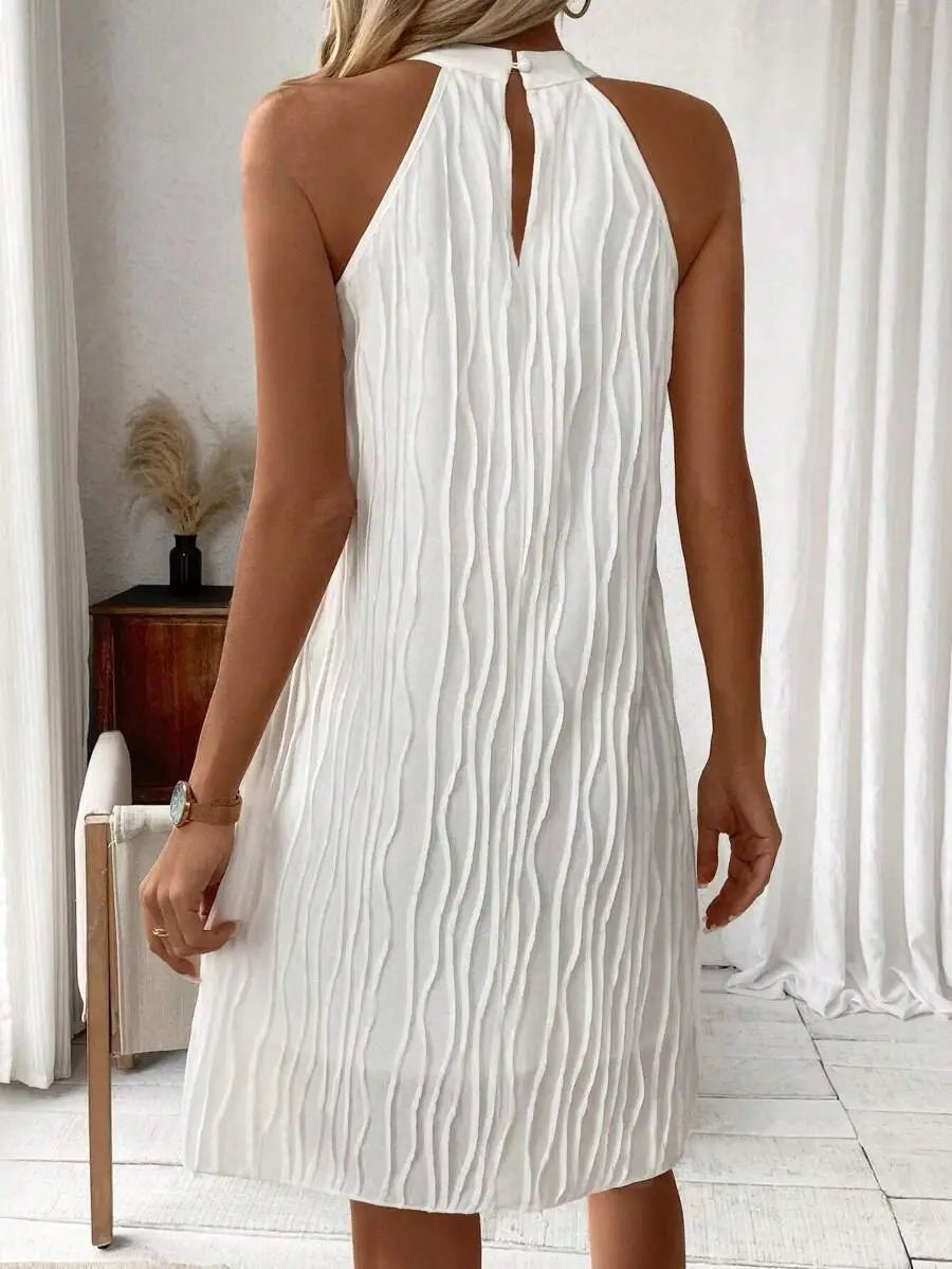 Fashion Dresses For Women Pure Color Halter Backless Dress