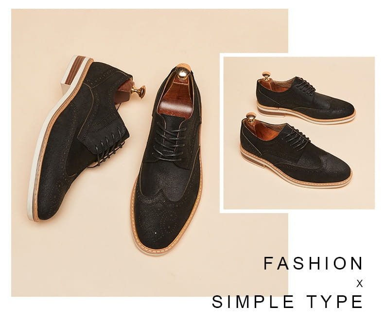 New Spring And Summer Genuine Leather Cow Suede Brogue Formal Business Men’s Leather Shoes