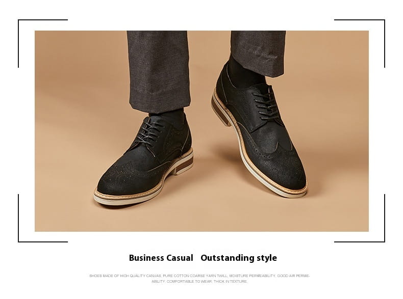 New Spring And Summer Genuine Leather Cow Suede Brogue Formal Business Men’s Leather Shoes