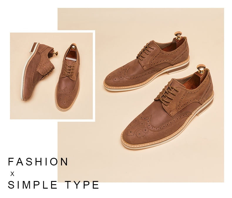 New Spring And Summer Genuine Leather Cow Suede Brogue Formal Business Men’s Leather Shoes