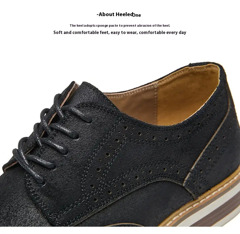 New Spring And Summer Genuine Leather Cow Suede Brogue Formal Business Men’s Leather Shoes