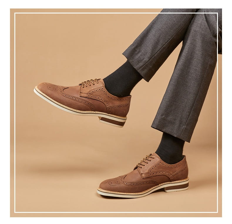 New Spring And Summer Genuine Leather Cow Suede Brogue Formal Business Men’s Leather Shoes