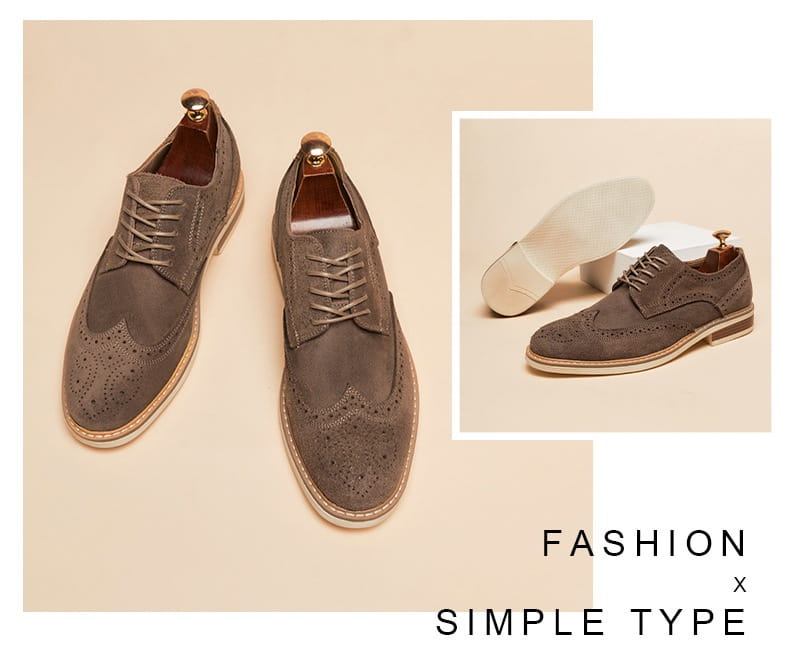 New Spring And Summer Genuine Leather Cow Suede Brogue Formal Business Men’s Leather Shoes