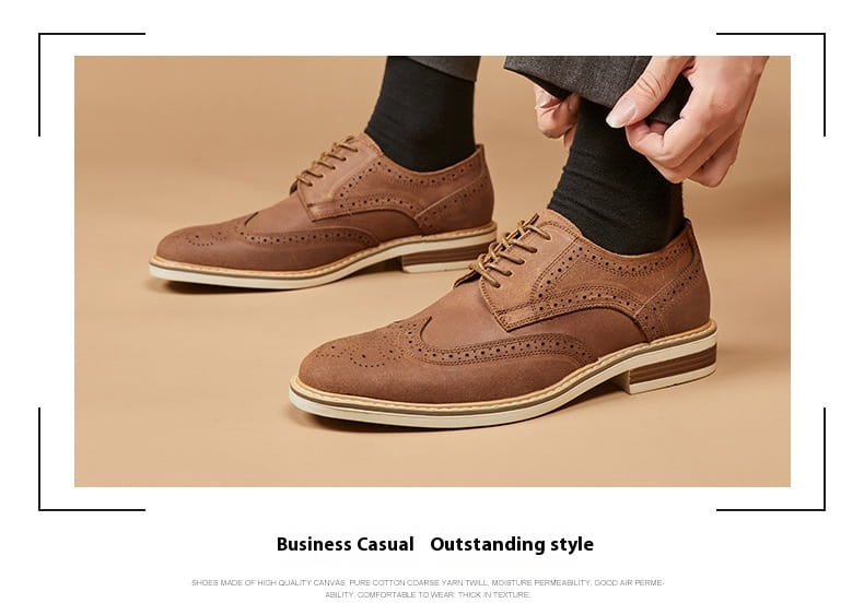 New Spring And Summer Genuine Leather Cow Suede Brogue Formal Business Men’s Leather Shoes
