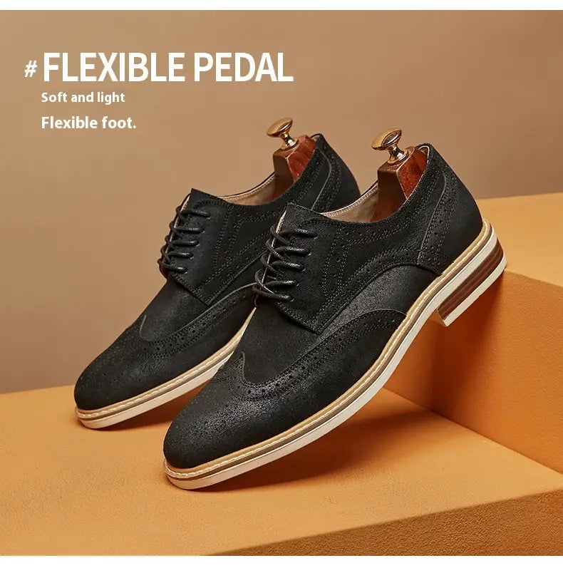 New Spring And Summer Genuine Leather Cow Suede Brogue Formal Business Men’s Leather Shoes