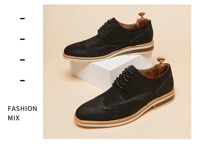 New Spring And Summer Genuine Leather Cow Suede Brogue Formal Business Men’s Leather Shoes