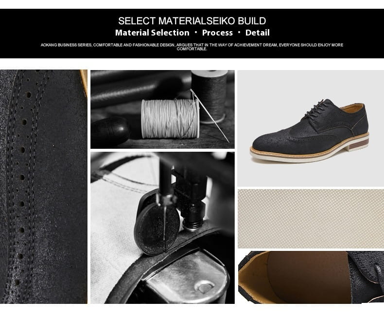 New Spring And Summer Genuine Leather Cow Suede Brogue Formal Business Men’s Leather Shoes