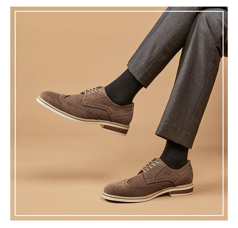 New Spring And Summer Genuine Leather Cow Suede Brogue Formal Business Men’s Leather Shoes